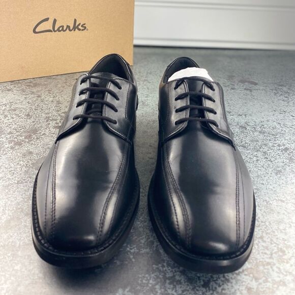 Clarks Un Hugh Way Black Leather Shoes Size 7.5 M - Picture 5 of 10
